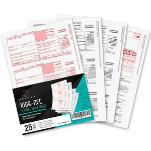 1099 NEC Forms 2025, 1099 NEC Laser Forms IRS Approved Designed for QuickBooks and Accounting Software 2025, 4 Part Tax Forms Kit, 25 Vendor Kit – Total 38 (108) Forms