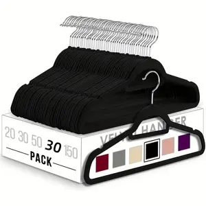 30pcs Stackable Velvet Hangers, 360° Rotating Hooks, Non-Slip Ultra-Thin, Space-Saving, Ideal for Shirts, Pants, Jackets, Closet Hanging Organization, Storage Hanger, Organiser