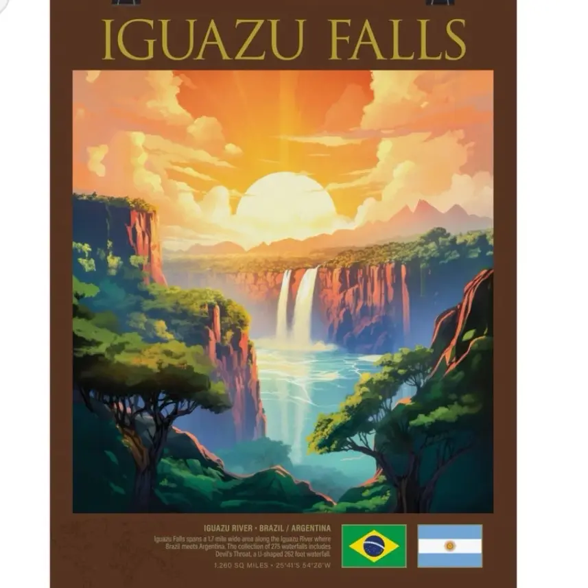 Iguazu Falls Poster - Classic Travel Wall Decor