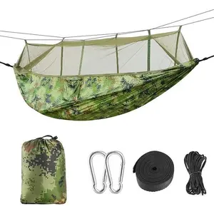 Portable 600lbs Load Swing Hammock for 2 Persons, Outdoor Glamping Camping Hammock with Mosquito Net, Hanging Bed, Glamping Camping Accessorie-1847s,summervibes