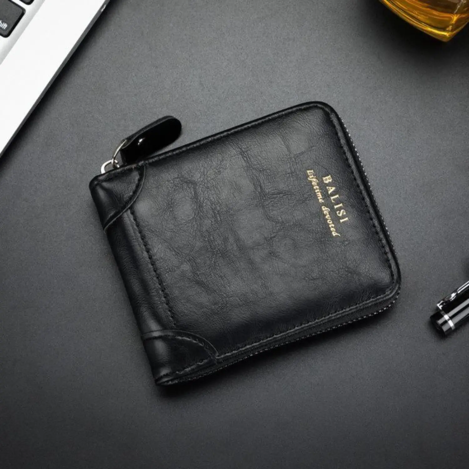 2025 New Fashion Compartmental Enclosed Men's PU Leather Retro Short Wallet - Zipper Card Holder, Coin Storage Money Bag (Do Not Wash), Compartmental Men's Wallets, Enclosed Men's Wallets