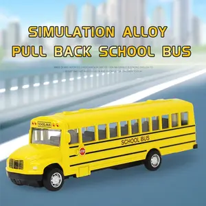 Realistic Alloy Pull Back School Bus Model Car, No Battery Inertia Forward, Kids Toy Car Boy Gift, Christmas/birthday/holiday Present