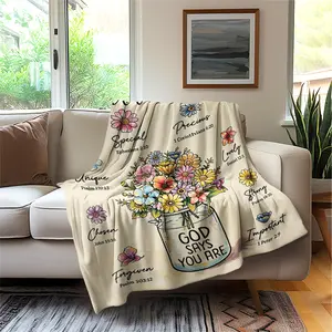 Mothers Day Gifts for Mom Blanket 2026, Oil Painting Texture "God Says You Are" Floral Bible Verse Soft Flannel Throw Blanket, Personalized Christian Gifts for Mom from Kids for Sofa Bed
