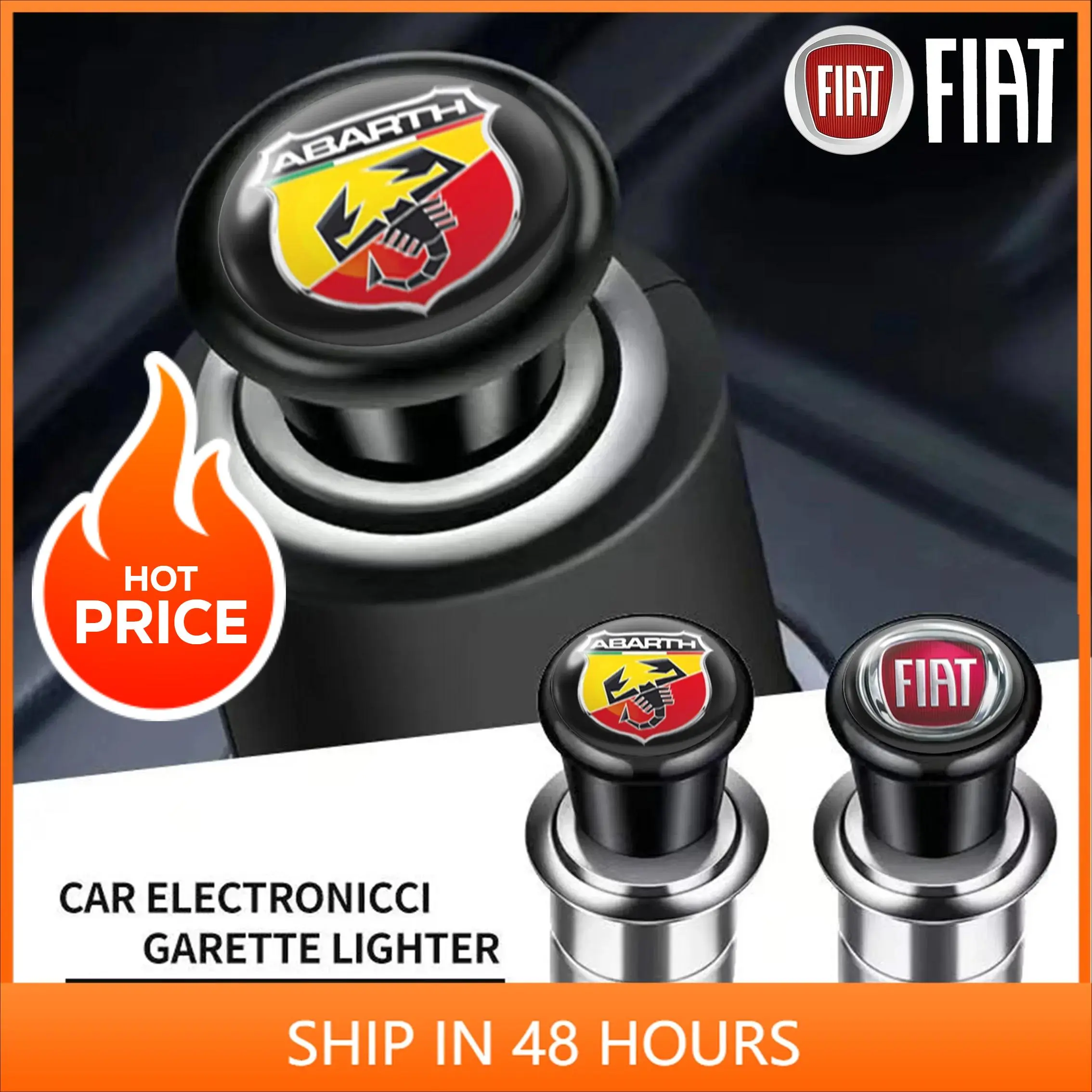12V Metal Car Windproof Flameless Cigarette Lighter For FIAT 500 Abarth 595 Ducato Panda Grande Punto Tipo Pulse Strada 600 500L