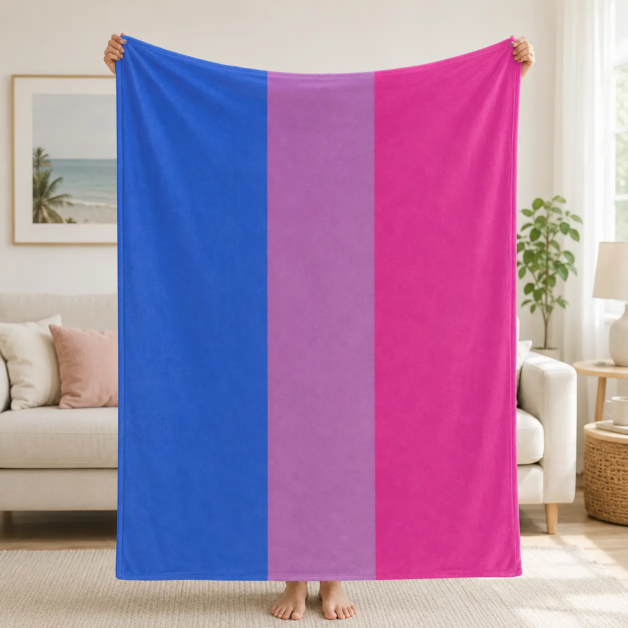 Bisexual Pride Flag Throw Blanket, Ultra Soft Plush Fleece Blanket, Cozy LGBTQ Pride Blanket for Couch, Bed & Room Decor, Pride Gift for Friends, Family & Allies