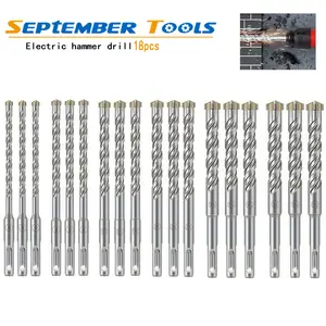 18pcs Sandblasted Cross Alloy Impact Drill Bits, Power Tool Accessories for Concrete Punching and Wall Drilling