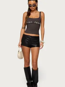 Women Melaney Faux Leather Micro Shorts - Versatile Casual Wear for T-shirt Crop Top & Blouse - Stylish Comfortable Womenswear