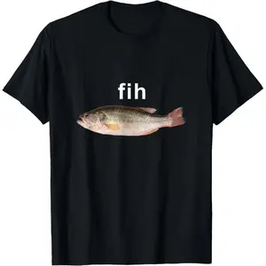 Cotton "Fih" Funny Misspelled Fish Meme, Simple Humor T-Shirt