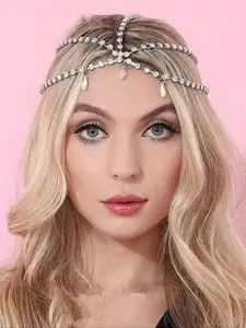 1pc/Bohemian Fashion Rhinestone Decorative Headband, Women's Party Costume Accessory, Elegant Hair Jewelry for Special Occasions, Wedding
