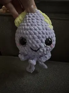 Knitting & Crochet Squishy Squid - Colorful Purple Yellow Design Soft Plush Toy with 20mm Gold Eyes for Kids