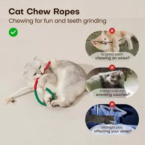 Cat Toy Chewing Rope 3pcs Set, Refillable Natural Herbs, Suitable for Indoor Kittens' Safe Teeth Cleaning Toys, Interactive Cat Biting Toys, Suitable for All Breeds