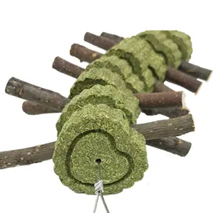 Handmade Small Animal Chew Toys for Rabbits, Hamsters and Guinea Pigs, Natural Apple Branch & Timothy Hay Molar Sticks for Teeth Care and Boredom Relief
