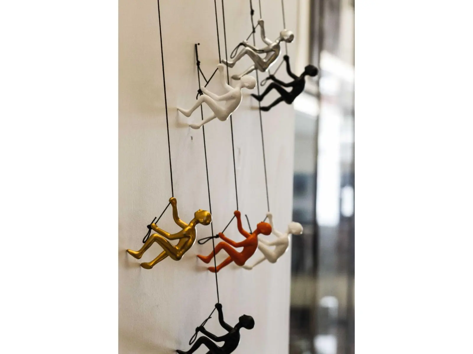 Gold Resin Climbing Man Wall Sculpture, 6x3x3 in Hanging Home Decor