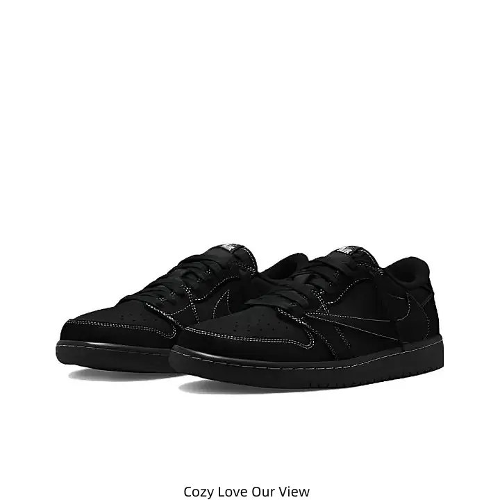 All Black Suede Low Top Casual Sneakers White Contrast Stitch Inverted Swoosh Logo Black Rubber Outsole Daily Walking Trainers for Men Women Street Fashion