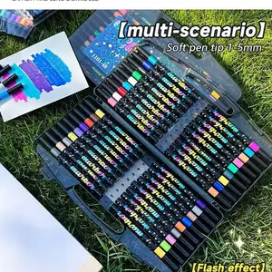 12/24/36/48 Neon Fluorescent Markers Set, Water-Based Ink, Medium Tip, Safe Non-Toxic, Ideal for Art, Graffiti, Coloring Books, DIY Crafts, Art Markers Pen