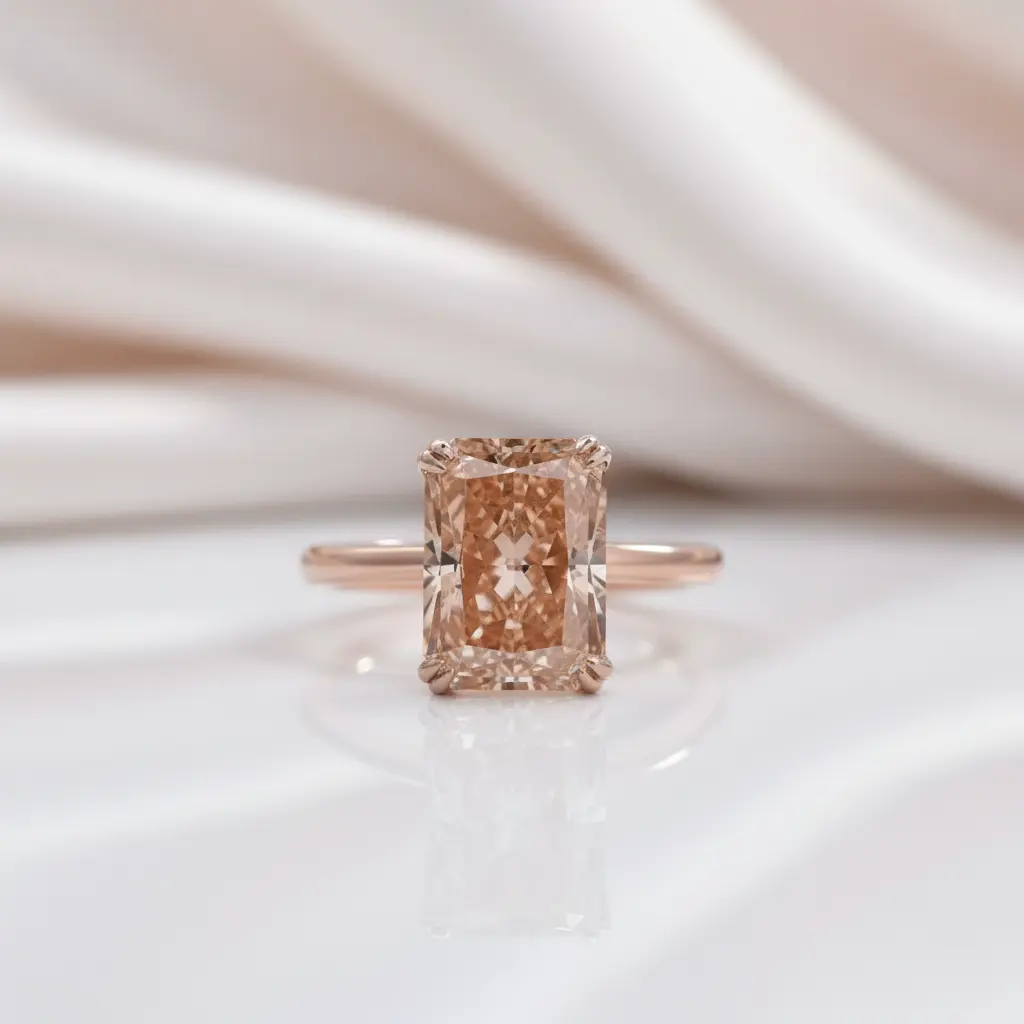 Elegant Rose Gold Champagne Engagement Ring