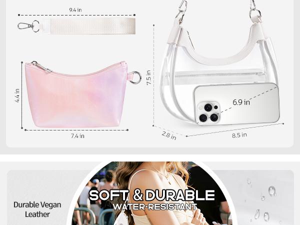 Clear Bag for Stadium Events, Clear Shoulder Bag for Stadium Approved with Wallet, for Concerts Sports Events