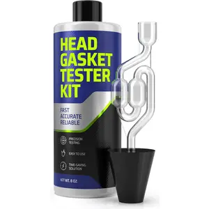 Gasket Tester Kit - Over 100 Tests, Complete Combustion Leak Test System with Universal Radiator Adapter, Works on , , SUVs and Leak Detection Fluid 8oz