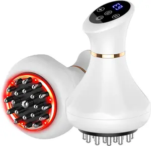 Portable Electric Meridian Brush, Rechargeable Electric Meridian Massager, Handheld Massage Tools for Relaxation, with Heating and Vibration,Wireless Electric Meridian Brush, Red Light Heating Scraping