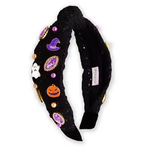 Halloween Knot Headband - Embellished Tweed
