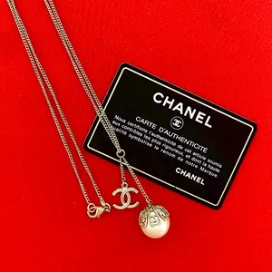 Pre-owned CHANEL Stainless Small Leather Goods Coco Mark Necklace