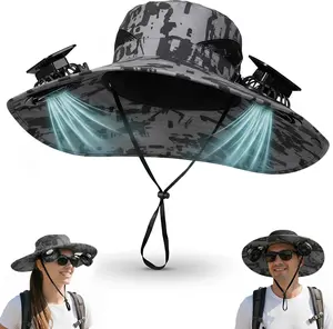 Solar Fan Hat With USB Rechargeable Battery Outdoor Cooling Cap Anti Mosquito Dustproof for Hiking Fishing Gardening Work Sports