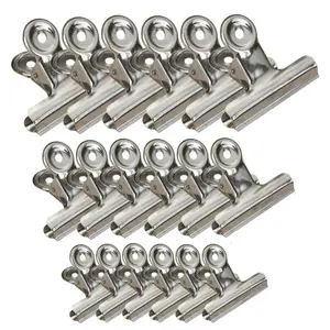 18Pcs Stainless Steel Clips - Bull Binder Paper Clips Clamp for Office Pictures Photos, Kitchen Food Bags (3 /2.5 / 2Inch) Silver - Home Improvement.