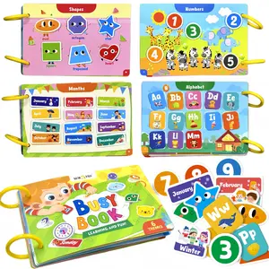 Interactive Activity Book for Toddlers, Durable Hardboard Early Learning, Prechool Teaching Aid, Covers Letters Numbers Weather Time Seasons Shapes