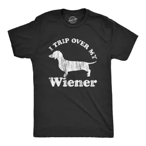 Mens I Trip Over My Wiener T Shirt Funny Pet Novelty Puppy Graphic Dog Tee for Guys Mens Funny T Shirts Cool Vintage Fashion T-Shirt Gift Classic Menswear Sarcastic Apparel for Men Funny Dog Short Sleeve Black