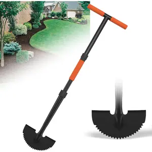 Manual Edger Lawn Tool, 41-inch Lawn Edger with Saw Tooth Blade, Half Moon Hand Edger with Metal Shaft, T-Grip Handle, Heavy Duty Garden Edger Tool for Sidewalk, Grass, Yard, Landscape