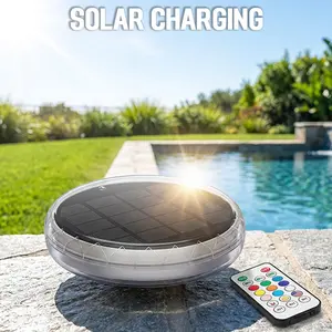 Solar Floating Light for Outdoor Pool, RGB Pool Lights with Remote Control, Waterproof Color-Changing LED Light for Swimming Pool, Pond, Garden & Shower,Above-Ground Pools,Pool Parties,Inground Pools & Hot Tubs,Solar-Powered Underwater Lighting Decorative