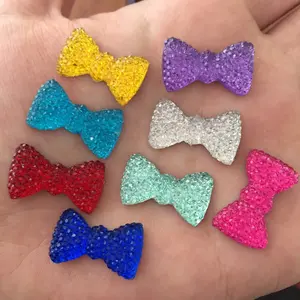 20Pcs Mixed Resin Shiny Candy Color Bowknot Flat back Rhinestone Scrapbook DIY Wedding Applique Hairpin Decor Jewelry Making Accessories Crafts Decoration Craft Kits