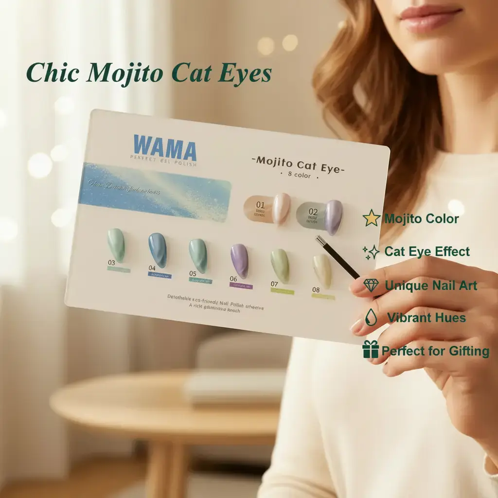 WAWA Mojito Cat Eye Gel Nail Polish, Resin-Infused Cosmetic for Manicure Needs, Thoughtful Gift for Nail Care Enthusiasts
