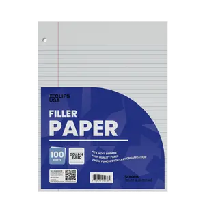 College-Ruled Filler Paper - White Loose-leaf, Fits Standard 3-Ring Binder, 100 Sheets