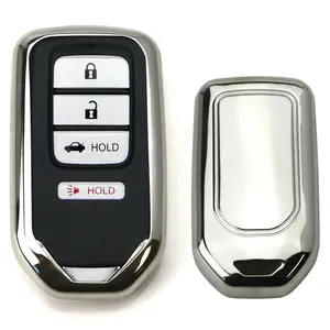 iJDMTOY Chrome Finish Silver TPU Key Fob Protective Cover Case For Honda Accord Civic Crosstour HRV FIT Odyssey Ridgeline, etc