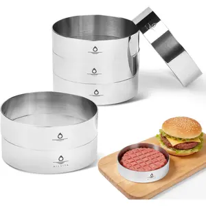 Burger Mold, Sous Vide Accessories Hamburger Bun Rings, 6 count 4 Inch Baking Rings, Stainless Steel, Cooking Rings, Ring Molds for Cooking (1'' H)