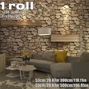 0.4mm Thick Retro Industrial Stone Texture Self-Adhesive Wallpaper, Easy Install and Cut, Ideal for Living Room, Bedroom, Coffee Shop, Bar Decor