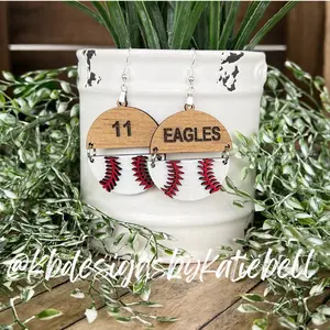 Custom Baseball Earrings, Baseball Mom, Baseball Attire, Wooden Earrings