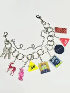 Alloy Hip Hop Pants Chain Accessory with 2D Acrylic Pendant, Fashion Style Chain for Jeans Bag Keychain Decoration