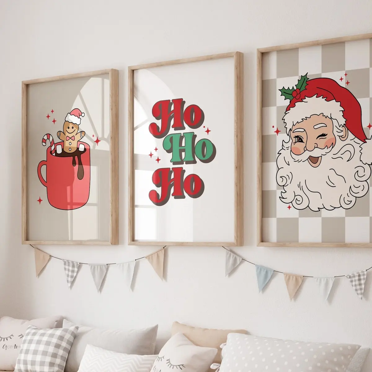 Retro Santa Christmas Art Prints: Vintage Holiday Decor , Room Decor, Unframed –  5 Size, 8x12 to 27x40 inch