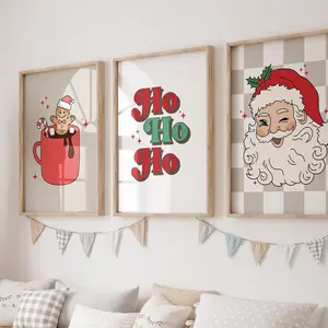 Retro Santa Christmas Art Prints: Vintage Holiday Decor , Room Decor, Unframed –  5 Size, 8x12 to 27x40 inch