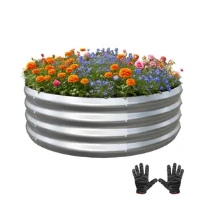 Galvanized Garden Bed Kit for Vegetables/Herbs/Flowers 4x4x1 Outdoor Raised Planter Box