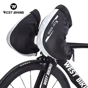 West Biking Bicycle Gloves, Cycling Gloves. Reflective Design, Warm Waterproof Winter Gloves with Fleece Lining, Cotton PU Material