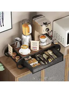 Gaomon Drawer-Type Iron-Wood Coffee Capsule Drawer Storage Organizer, Multi-Use Metal-Wooden Rack for Office Indoor Furniture, Multi-Use Rack