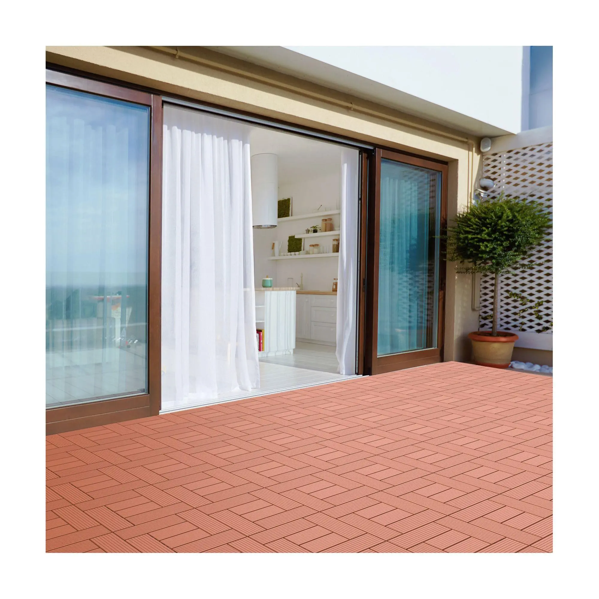 Pure Garden Interlocking Criss-Cross Pattern Deck Tiles Pure Garden Interlocking Criss-Cross Pattern Deck Tiles