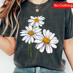 1 One Sunflower Daisy Thermal Transfer Patch, Mixed Color Thermal Transfer Sticker, Suitable for DIY T-shirt, Jeans, Backpack-Washable Clothing Applique