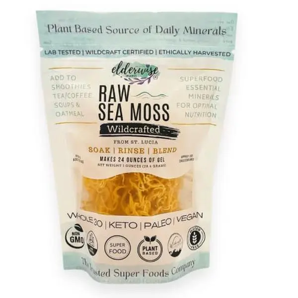 Elderwise Raw Sea Moss | Seamoss Makes 24oz of Gel | Wildcrafted Golden Sea Moss | Raw | Sundried | Mineral and Vitamin Rich | Golden