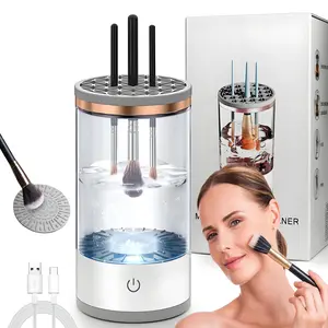 Electric Makeup Brush Cleaner Machine,Rechargeable Electric Cleaning,Automatic Quick and Efficient,for Deep Cleaning Of All Types Of Brushes,Suitable for Makeup Enthusiasts(Transparent)
