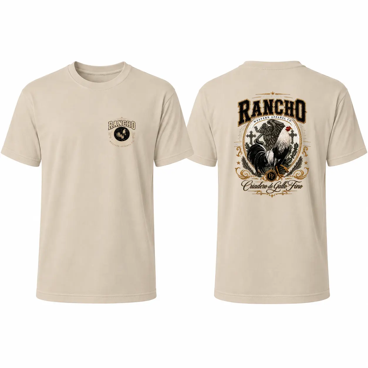 Vintage Rancho Rooster Graphic T-Shirt Western Cowboy Ranch Country Tee