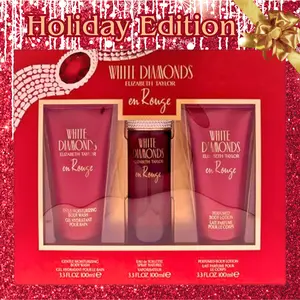 Elizabeth Taylor White Diamonds Gift Set for Women - 3.3oz EDT Spray, 3.3oz Body Wash, 3.3oz Lotion, 10ml Mini Spray - Floral Fragrance, Travel-Friendly, Skin Repair Scent